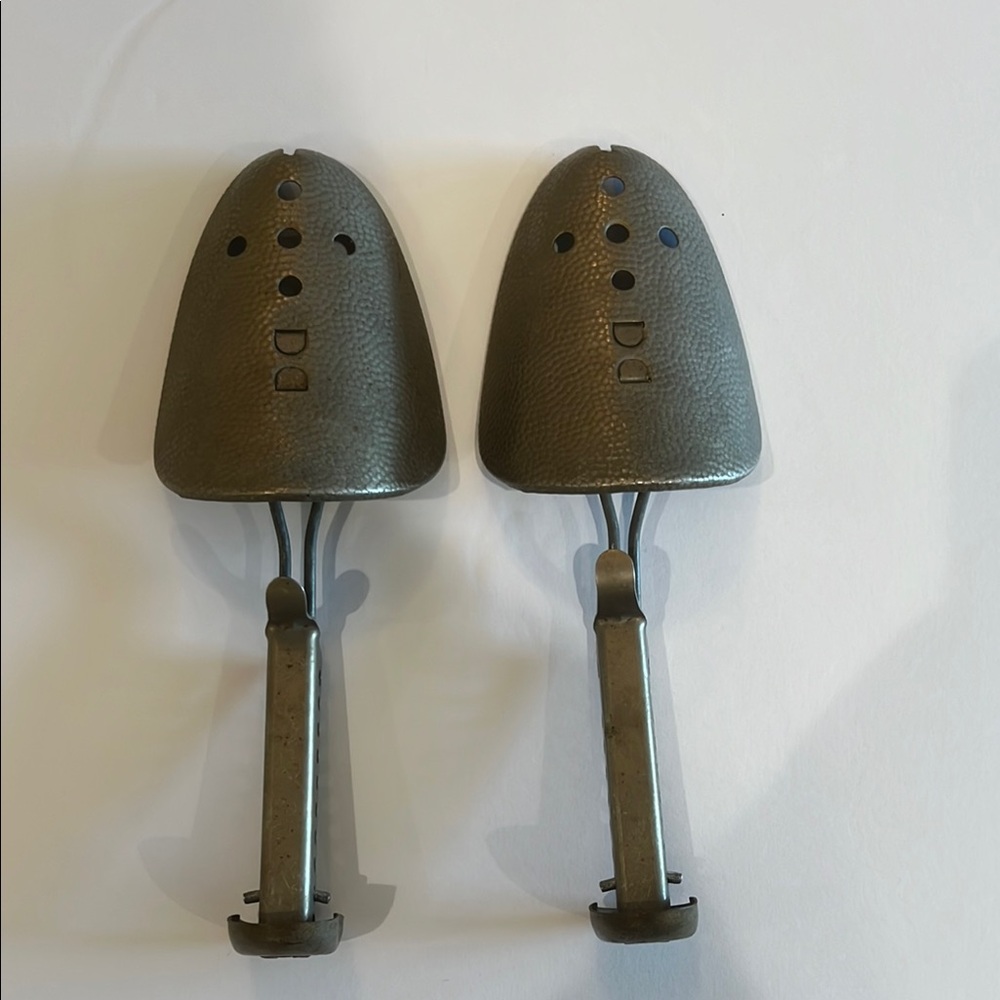 Vintage A & J Hammered Metal  Gray Shoe Trees with Adjustable Handles